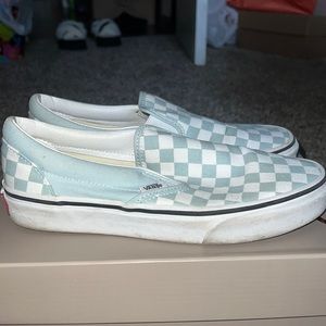 Size 8 Blue checkerboard slip on Vans